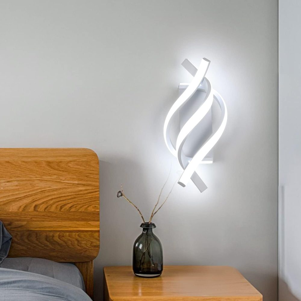 Wall Sconces, Spiral Modern LED Wall Sconce Lighting, 6500K Cool White Indoor Wall Light, Acrylic LED Wall Lamp for Bedroom, Bathroom, Living Room, Hallway, Balcony (White) - Image 2