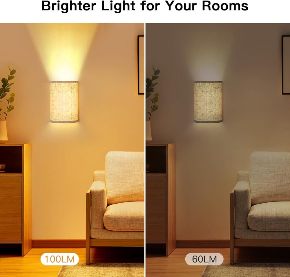 Battery Operated Wall Sconce Set of 2, 18 RGB Colors Wireless Wall Picture Light Lamp with Remote Control for Bedroom, Adjustable Brightness, Timer - Image 2